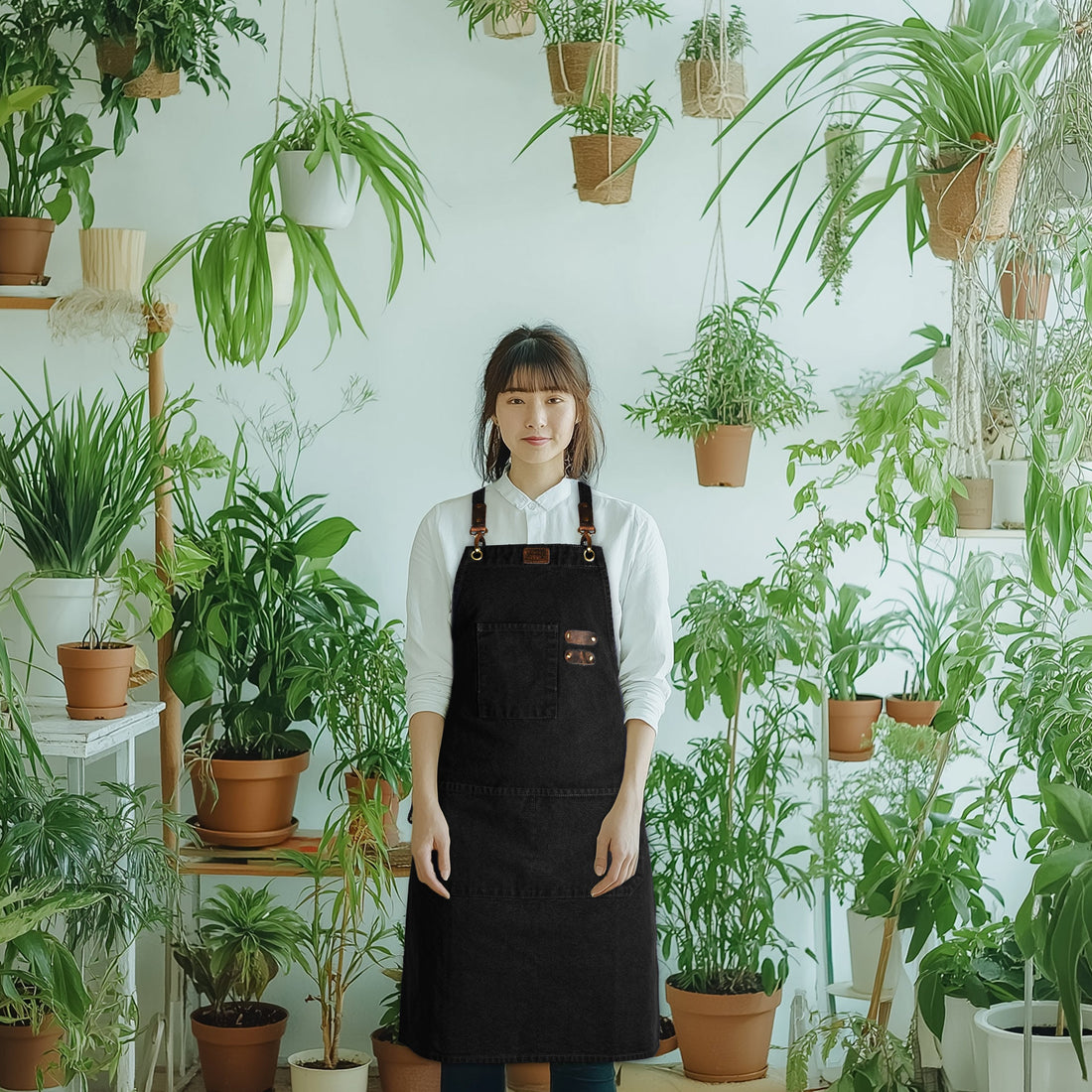 Chef Aprons for Men Women with Large Pockets, Cotton Canvas Cross Back Adjustable Work Apron, Size M to XXL