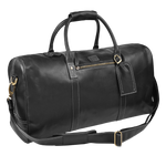 Leather Travel Duffel Bag - Black