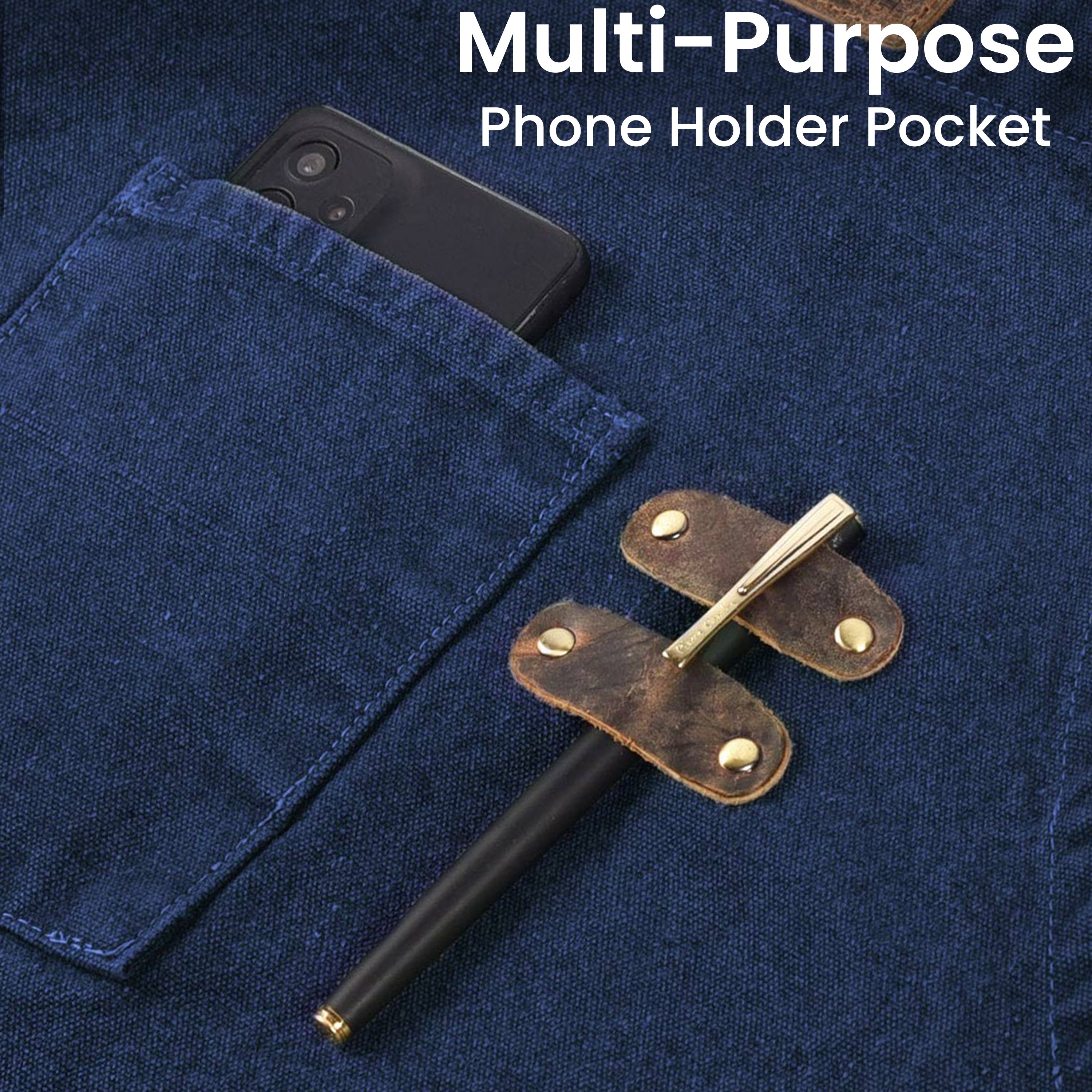 Chef Aprons for Men Women with Large Pockets, Cotton Canvas Cross Back Adjustable Work Apron, Size M to XXL