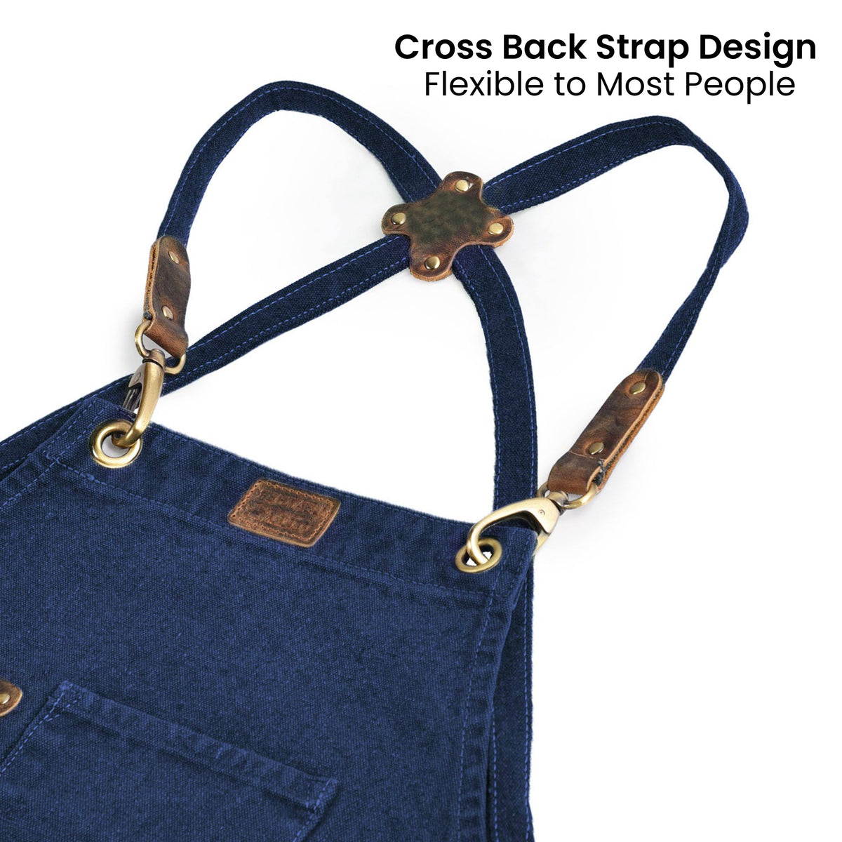 Chef Aprons for Men Women with Large Pockets, Cotton Canvas Cross Back Adjustable Work Apron, Size M to XXL