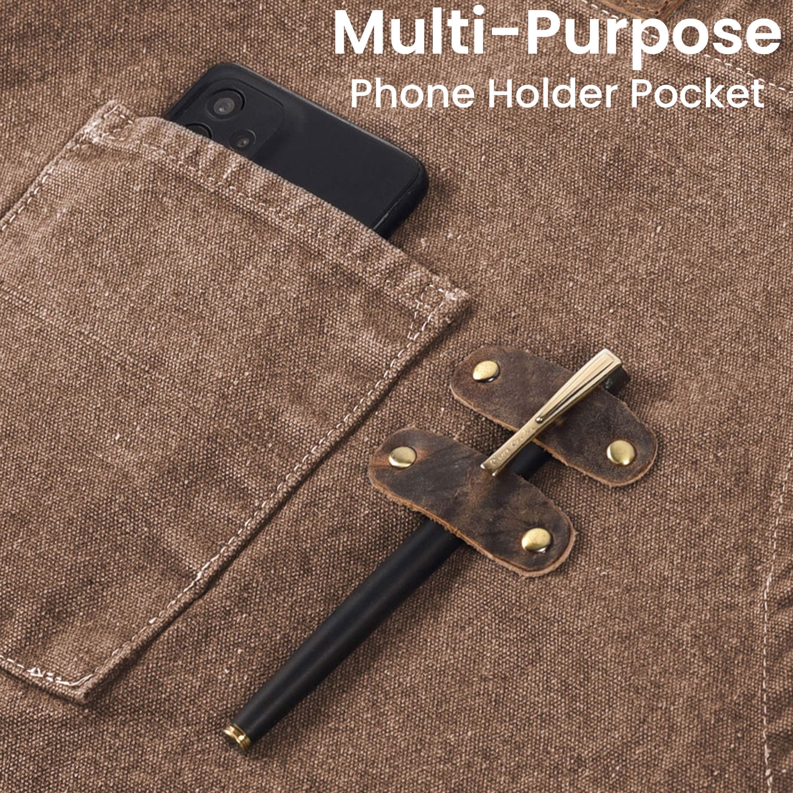 Chef Aprons for Men Women with Large Pockets, Cotton Canvas Cross Back Adjustable Work Apron, Size M to XXL