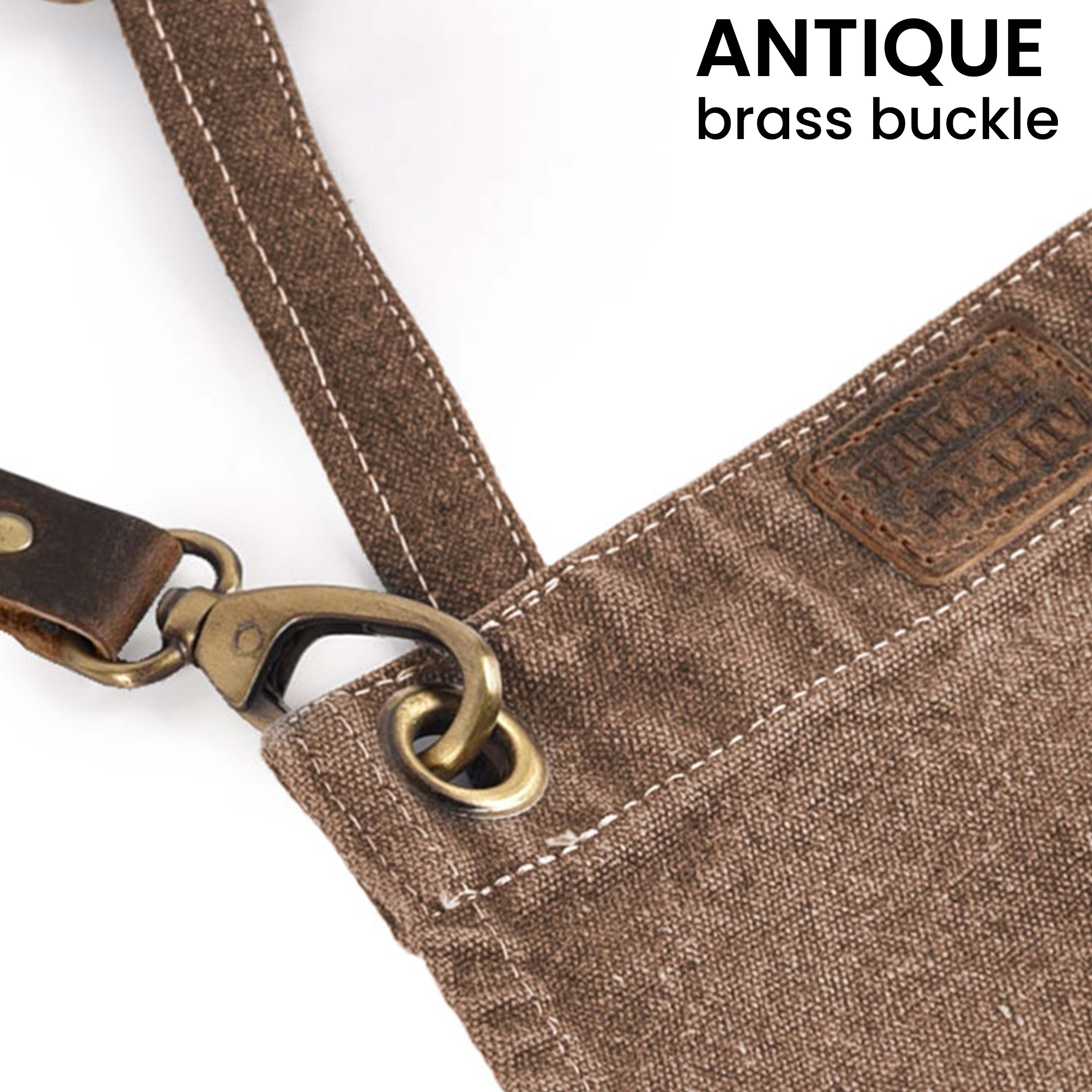 Chef Aprons for Men Women with Large Pockets, Cotton Canvas Cross Back Adjustable Work Apron, Size M to XXL