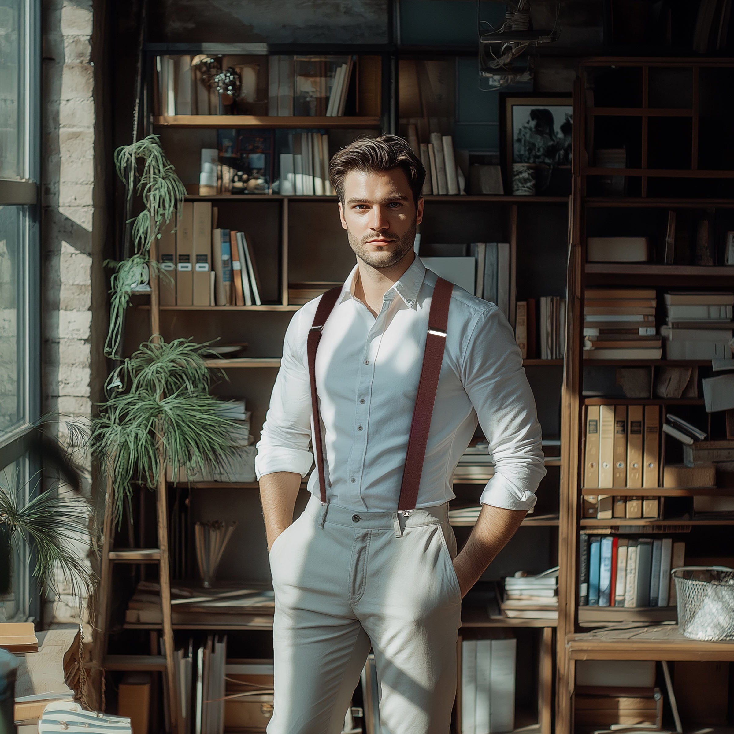 Adjustable Suspenders for Men & Women X-Back Elastic Braces with Strong Clips, Classic Style for Any Occasion