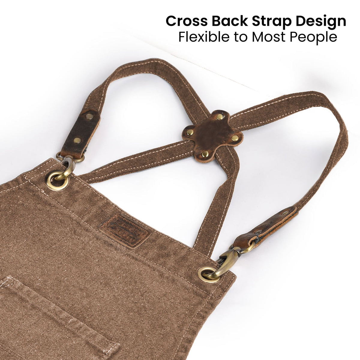 Chef Aprons for Men Women with Large Pockets, Cotton Canvas Cross Back Adjustable Work Apron, Size M to XXL