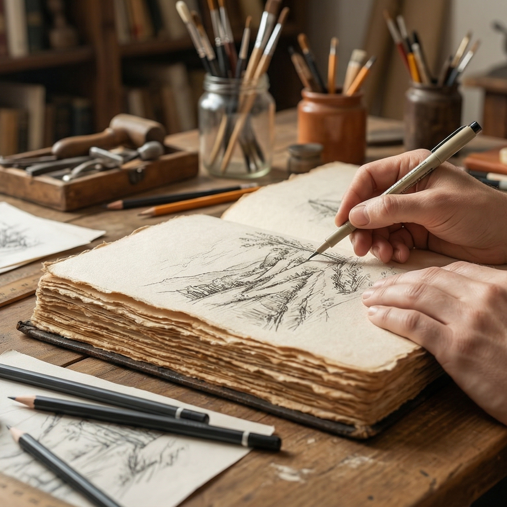 Leather Village floral embossed luxury leather study journal