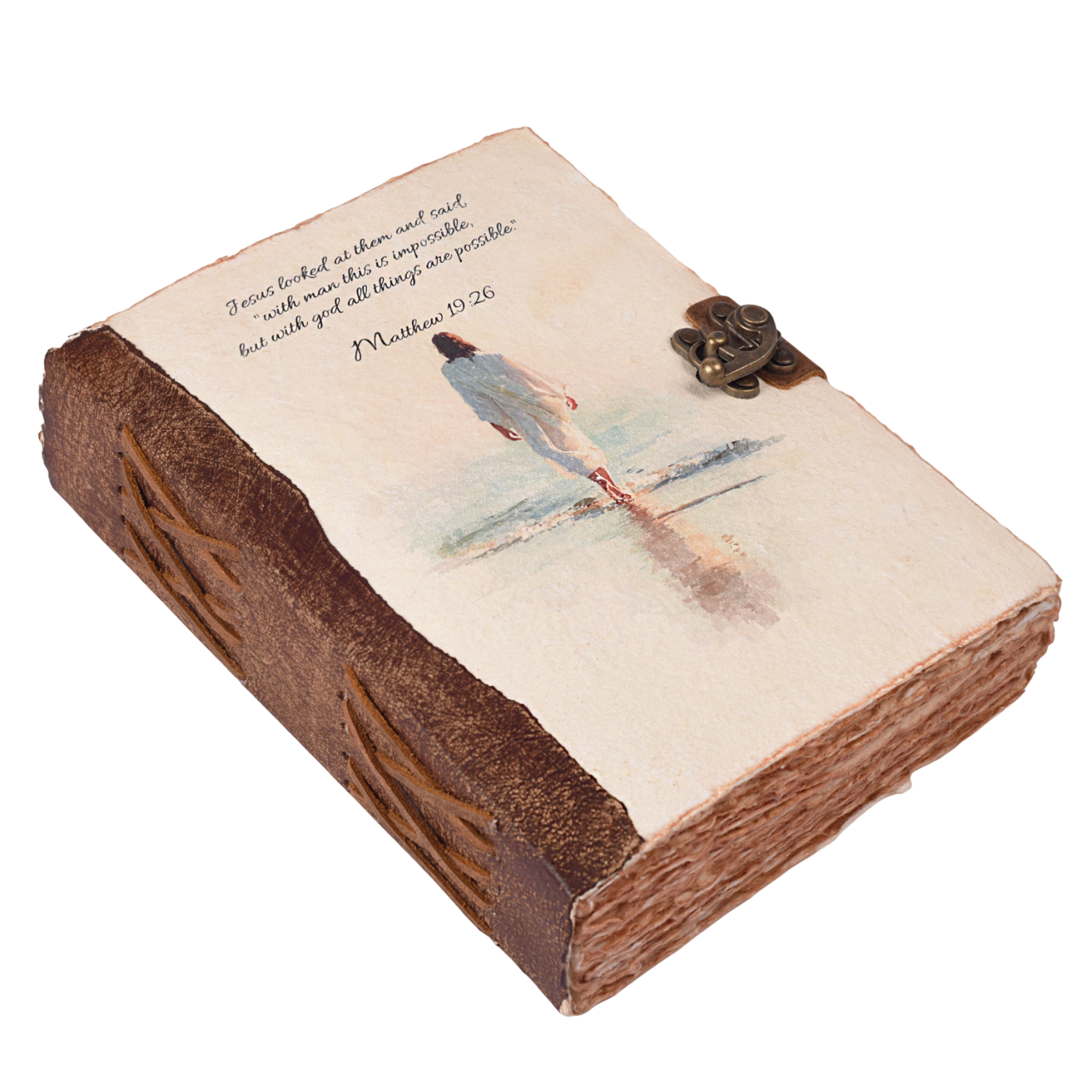 Mathew 19:26 Leather Journal