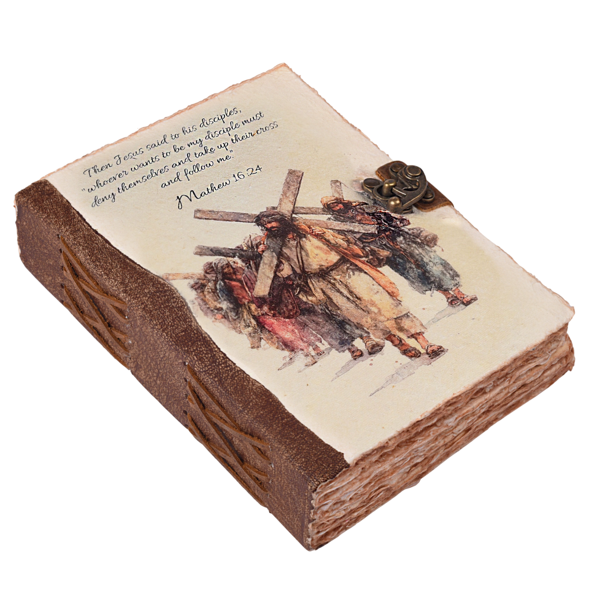 Mathew 16:24 Leather Journal