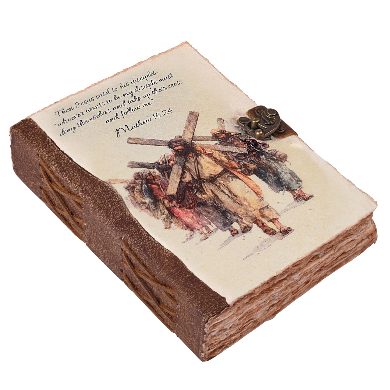 Mathew 16:24 Leather Journal