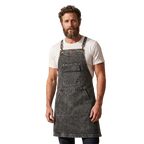 Leather Village black denim apron for men and women with adjustable straps