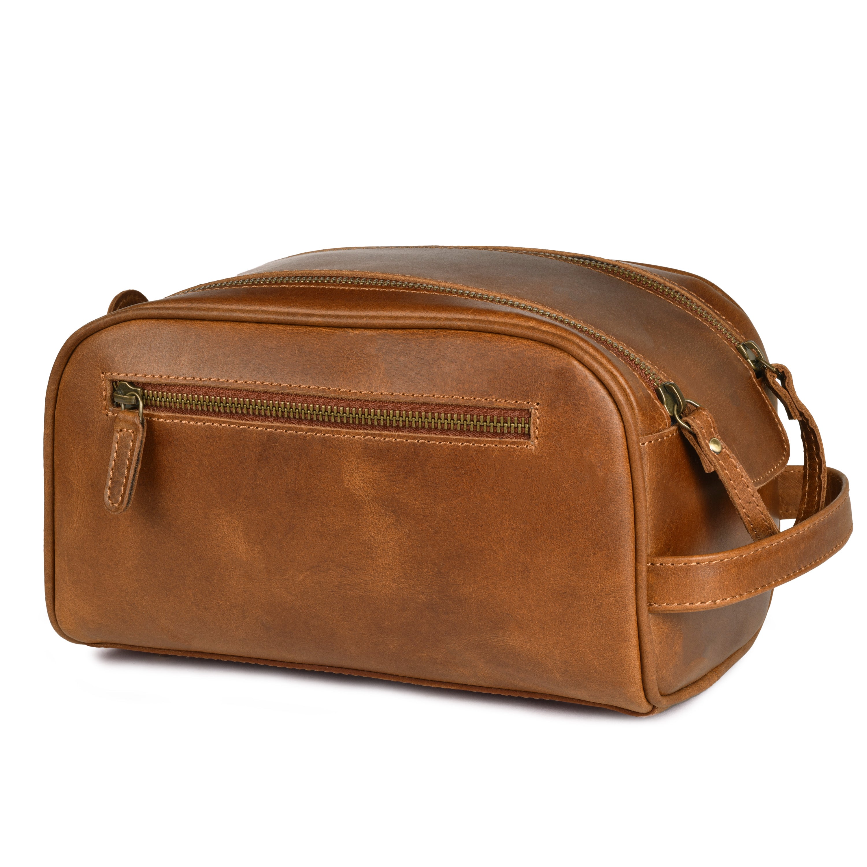 Leather Toiletry Bag for Men, Travel Essentials Shaving Dopp Kit, Mens Travel Bag Toiletries Organizer Case for Grooming, Water Resistant Cosmetic Bag Pouch