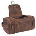 Leather Village Tan Leather Hanging Toiletry Bag for Men and Travelers