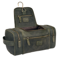 Leather Village Olive Leather Toiletry Bag for Travel with Water Resistant Interior and Zipper Closure