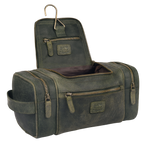 Leather Village Olive Leather Toiletry Bag for Travel with Water Resistant Interior and Zipper Closure