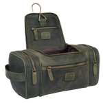 Leather Travel Toiletry Bag - Olive