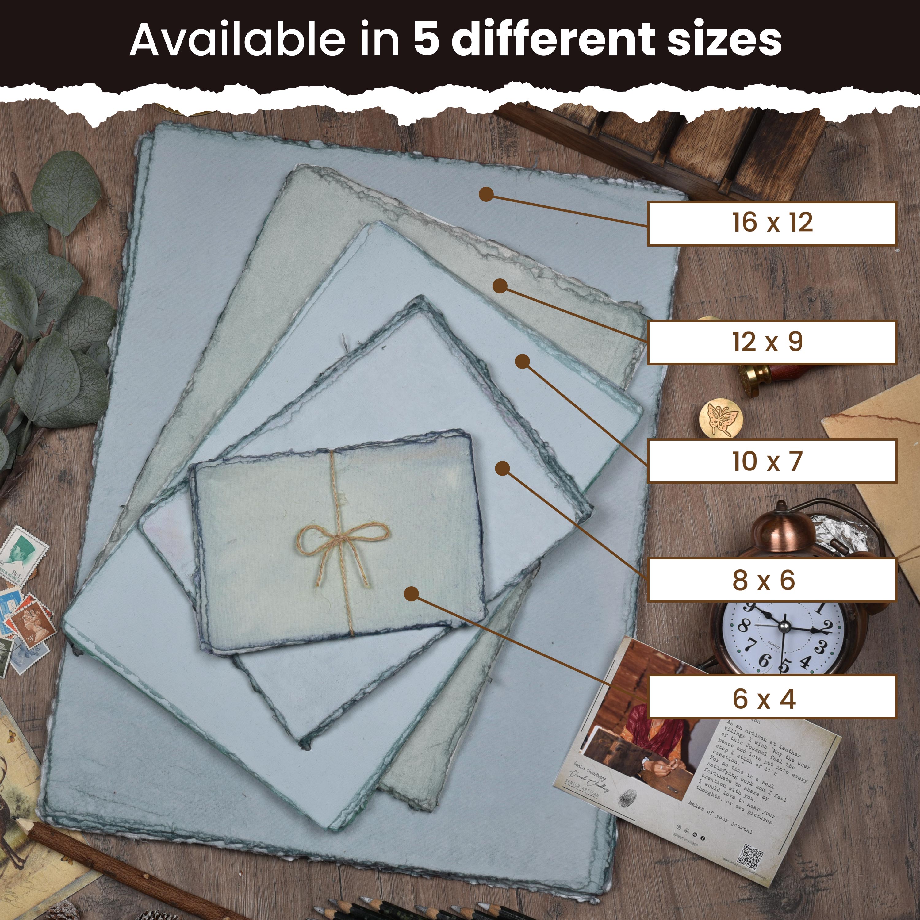 WATERCOLOR PAPER - 150 GSM THICK DECKLE EDGE PAPER - 50 SHEETS COTTON HANDMADE PAPER