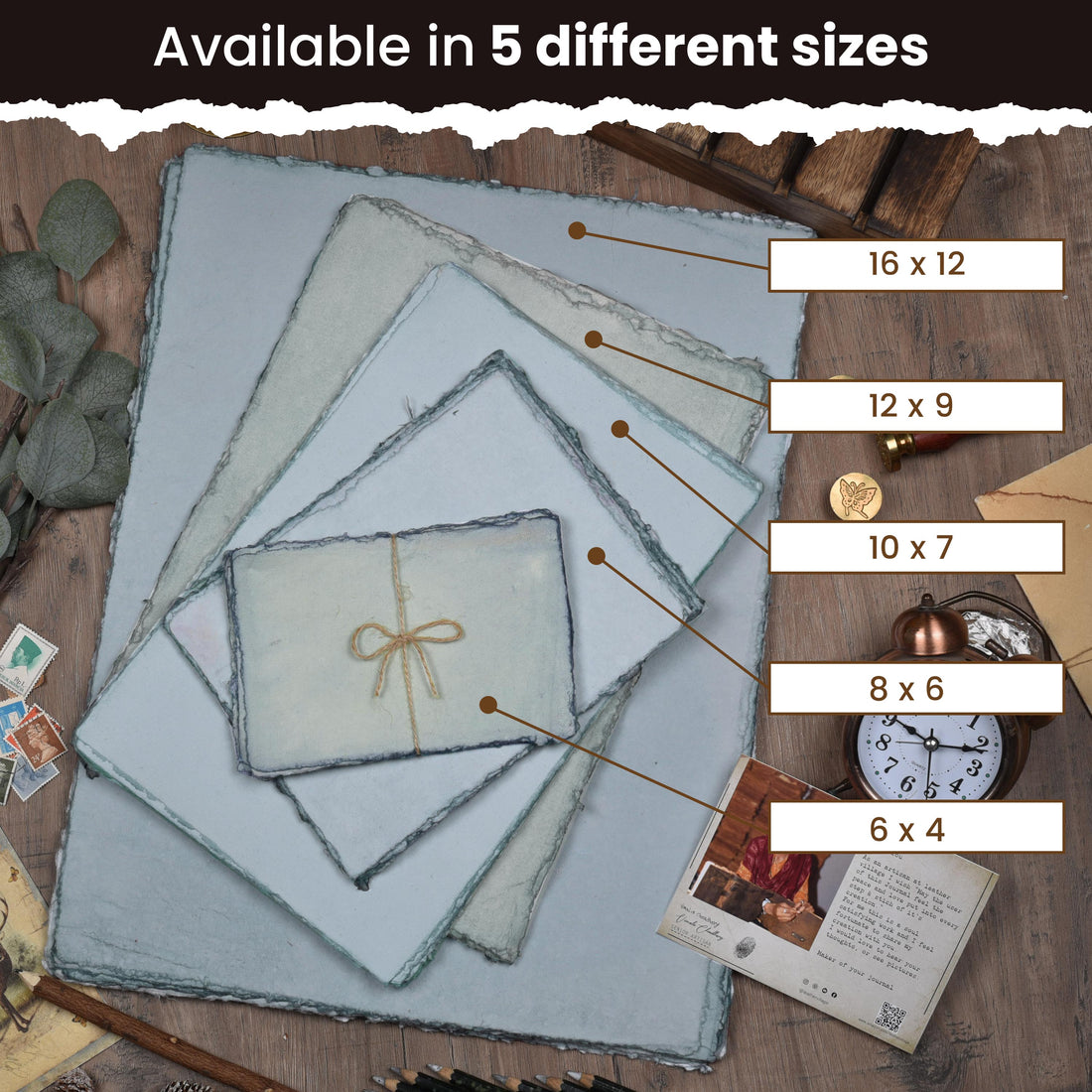 WATERCOLOR PAPER - 150 GSM THICK DECKLE EDGE PAPER - 50 SHEETS COTTON HANDMADE PAPER