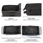 Leather Toiletry Bag for Travel - Black