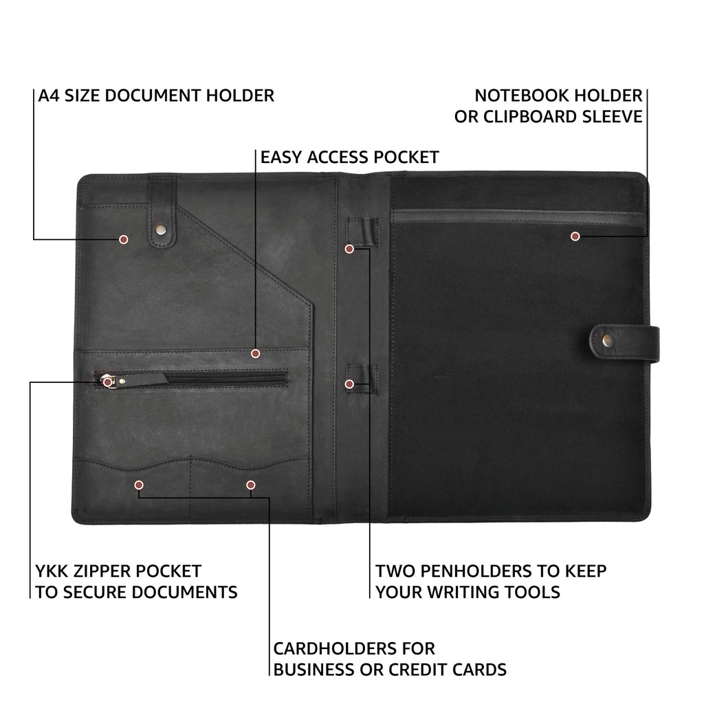 Leather Village carbon fiber leather portfolio folder office