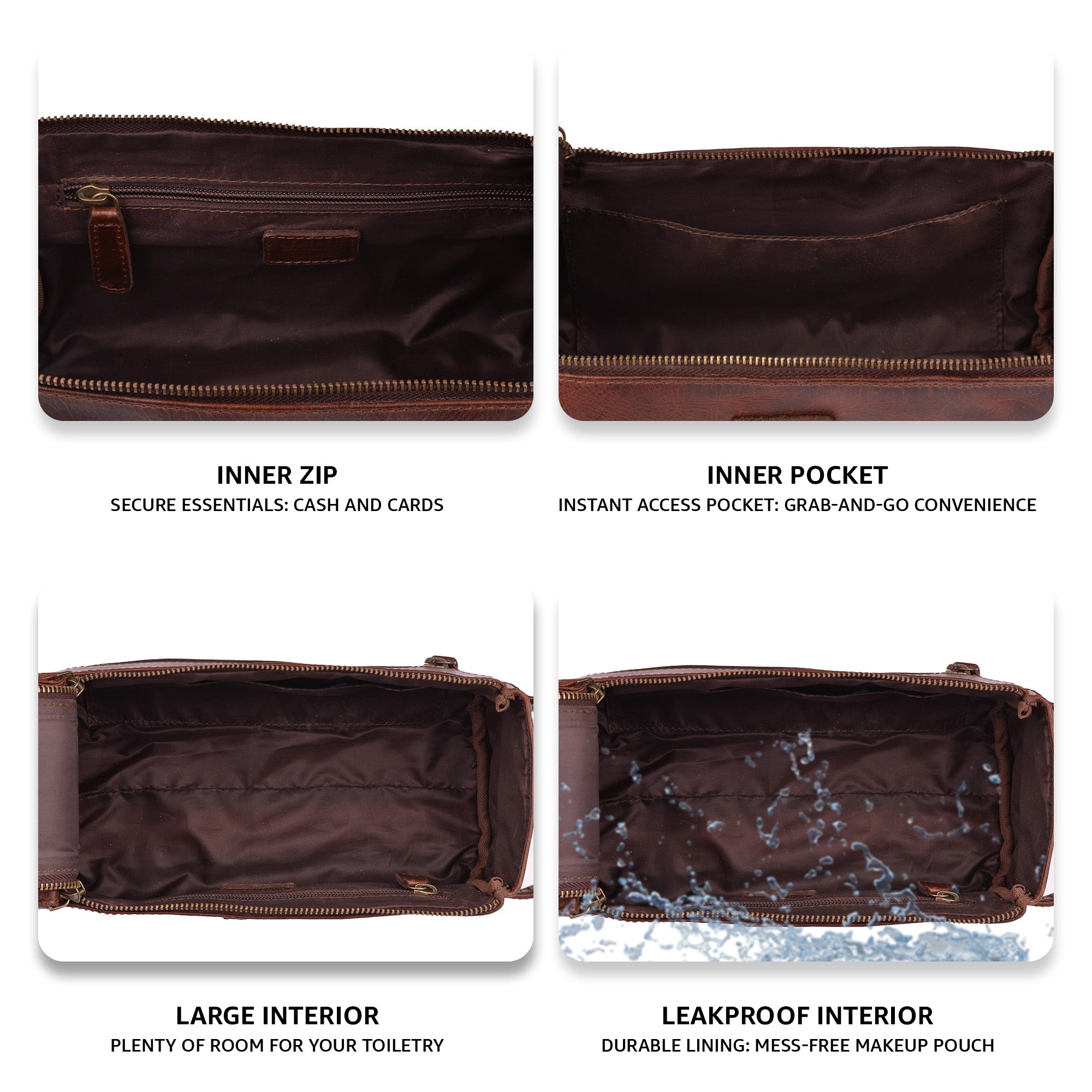 Leather Toiletry Bag for Travel - Cherry