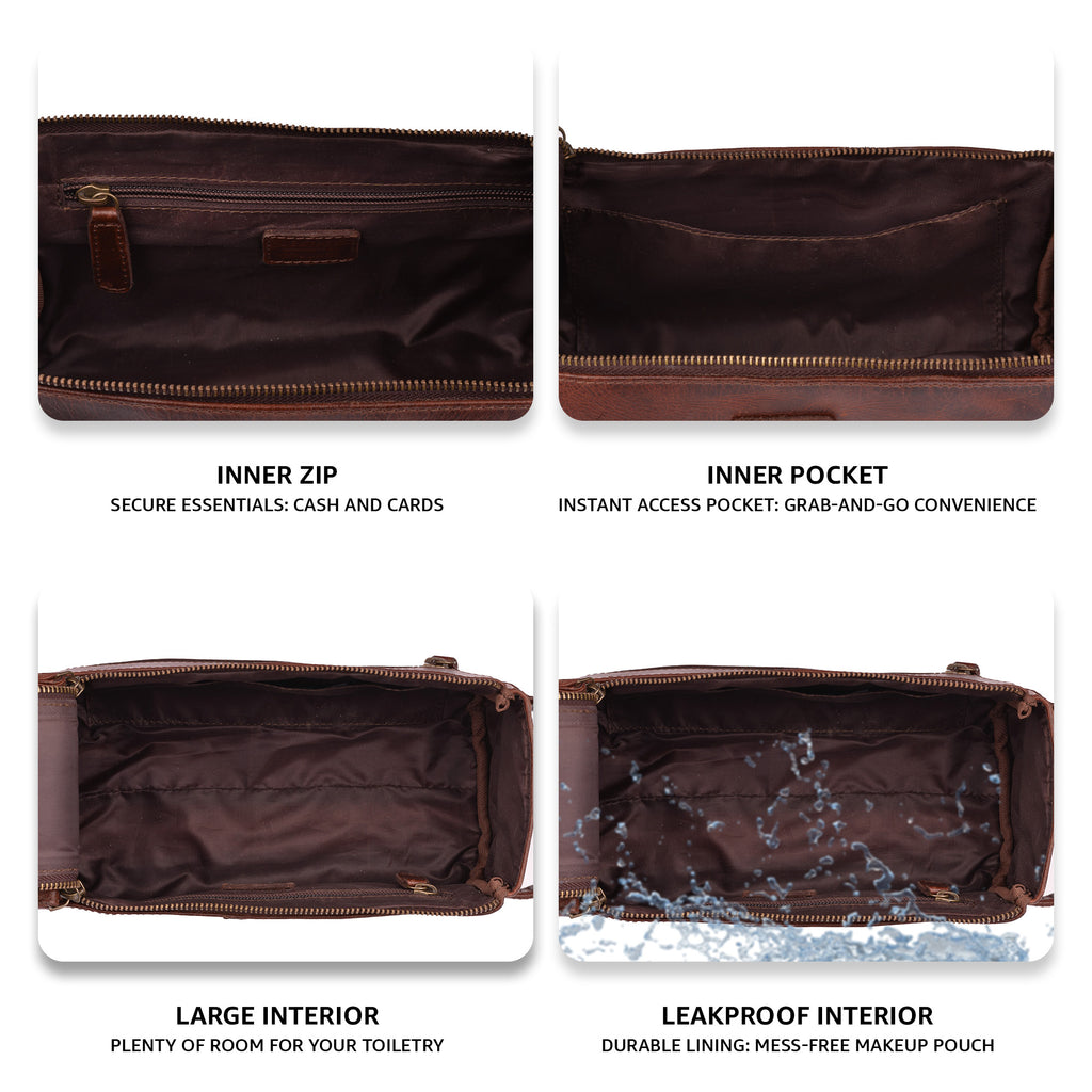 Leather Toiletry Bag for Travel - Cherry