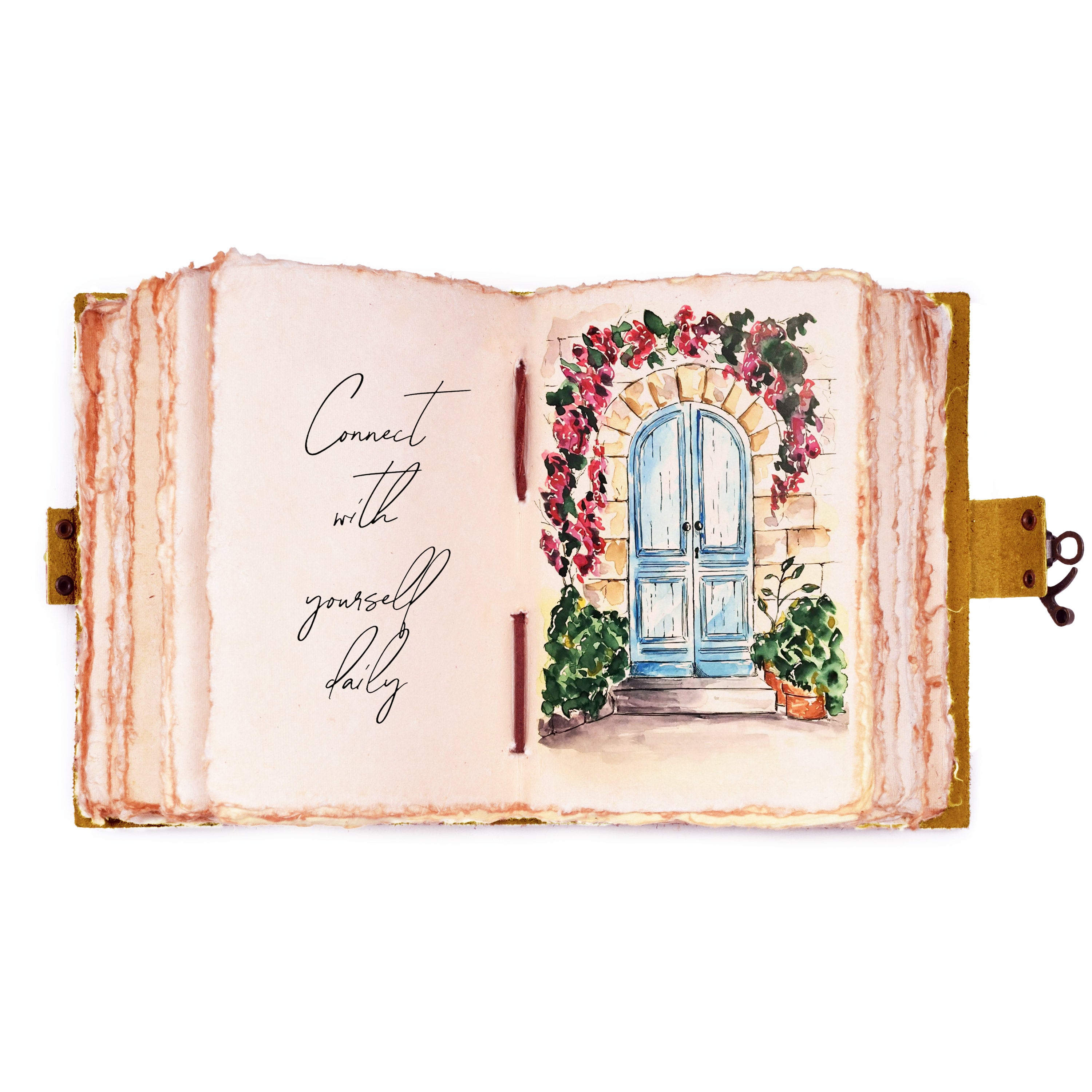 Leather Bound Vintage Journal for Women & Men - Book of Shadows - Lock Closure - 200 Pages of Antique Deckle Edges Handmade Paper