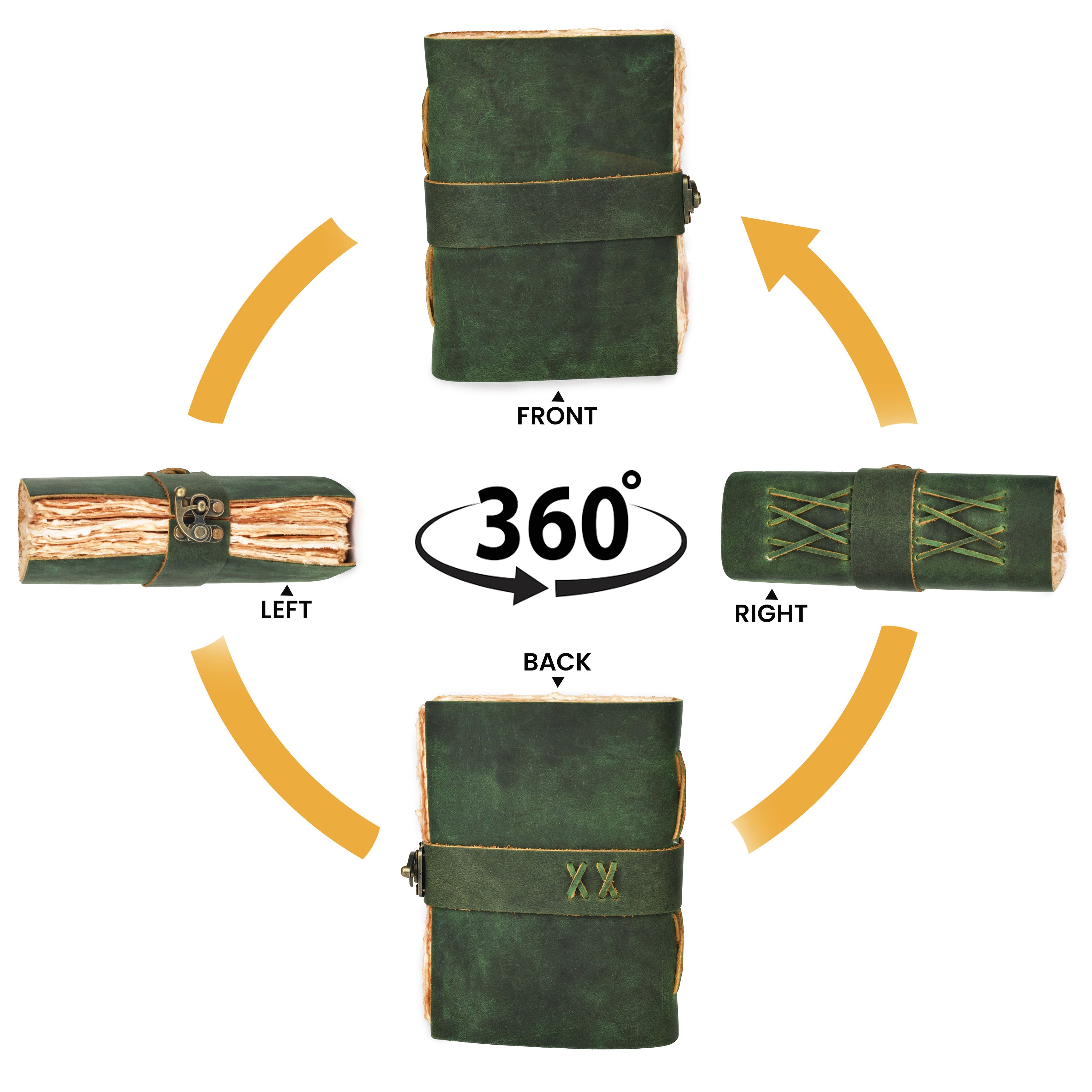 Leather Bound Vintage Journal for Women & Men - Book of Shadows - Lock Closure - 200 Pages of Antique Deckle Edges Handmade Paper