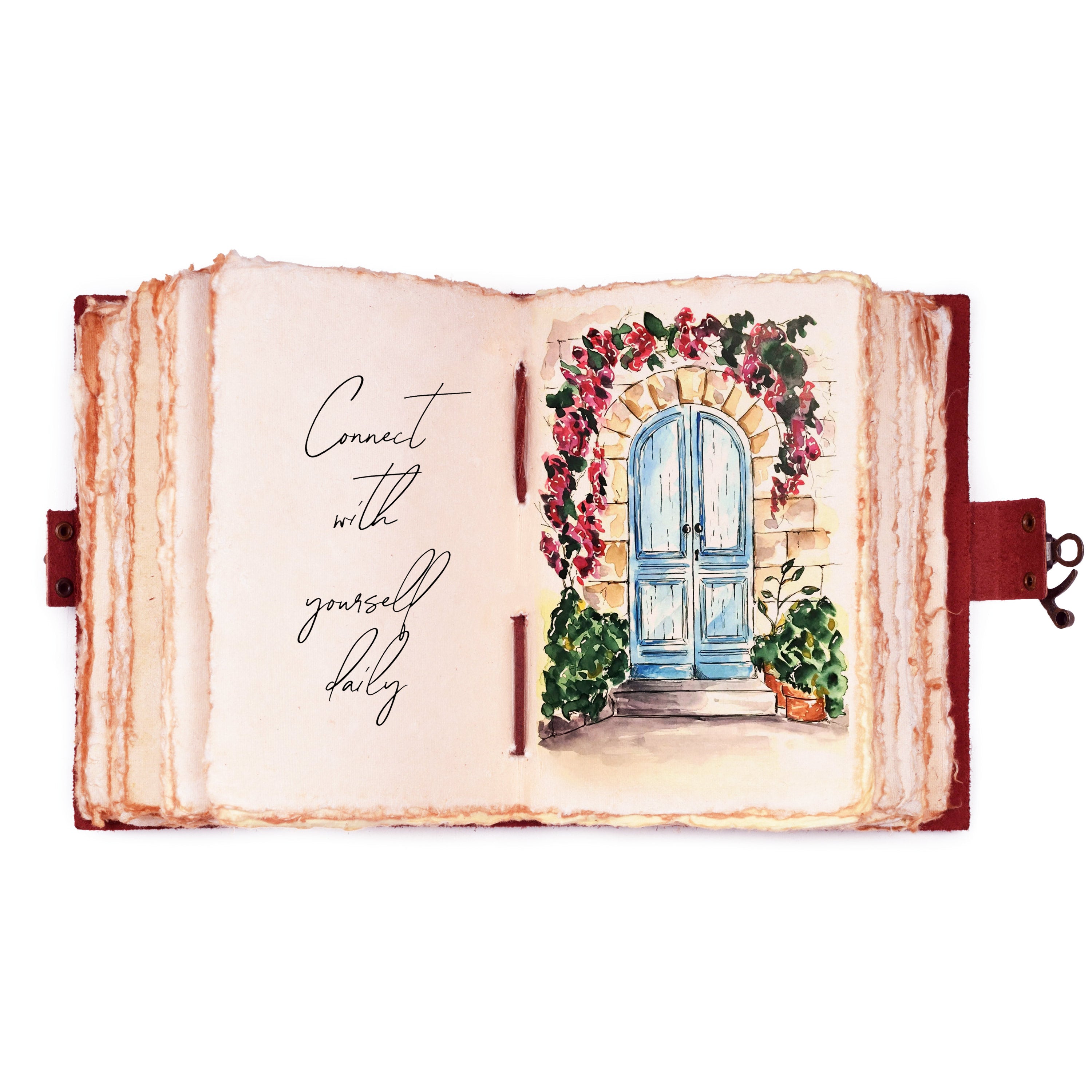 Leather Bound Vintage Journal for Women & Men - Book of Shadows - Lock Closure - 200 Pages of Antique Deckle Edges Handmade Paper