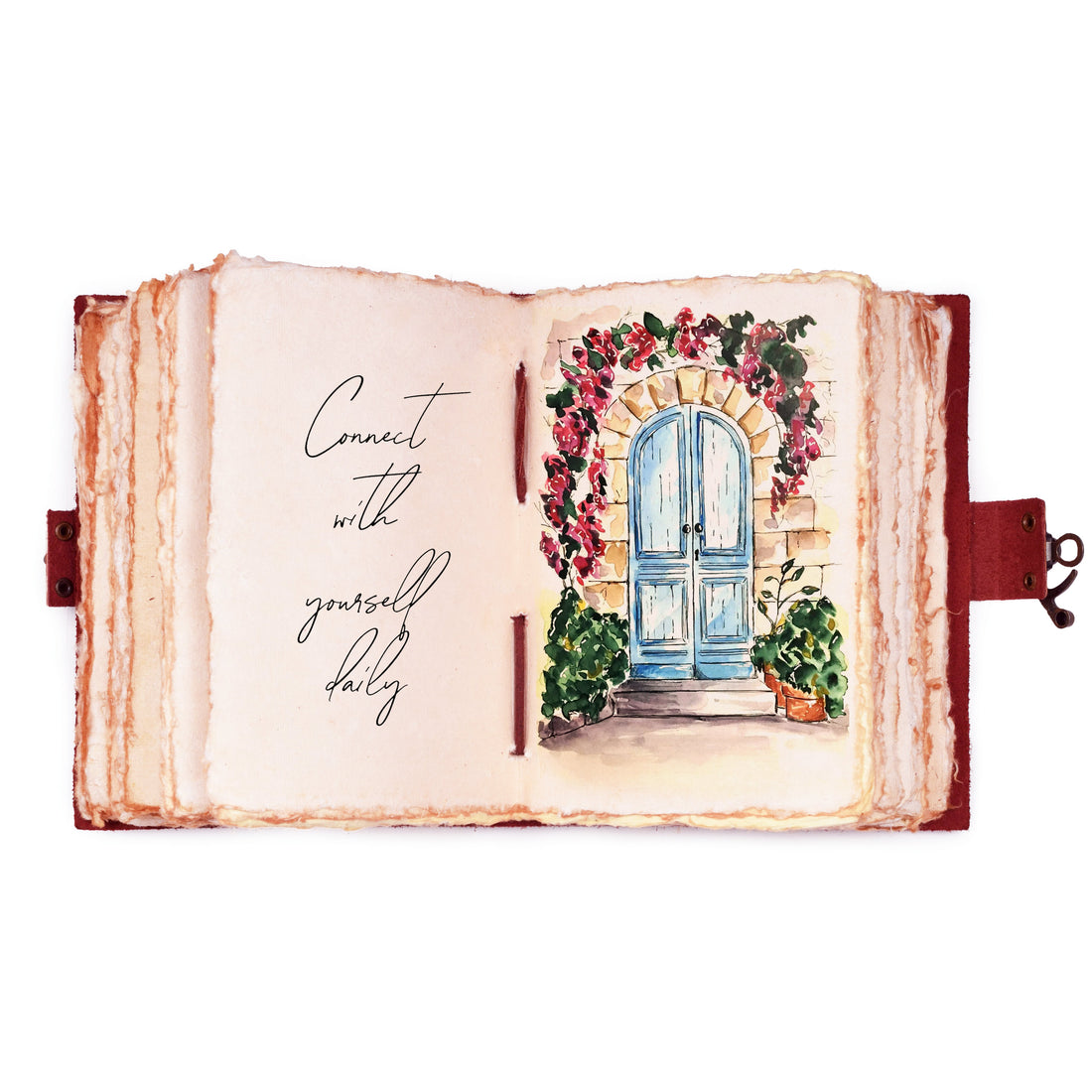 Leather Bound Vintage Journal for Women & Men - Book of Shadows - Lock Closure - 200 Pages of Antique Deckle Edges Handmade Paper