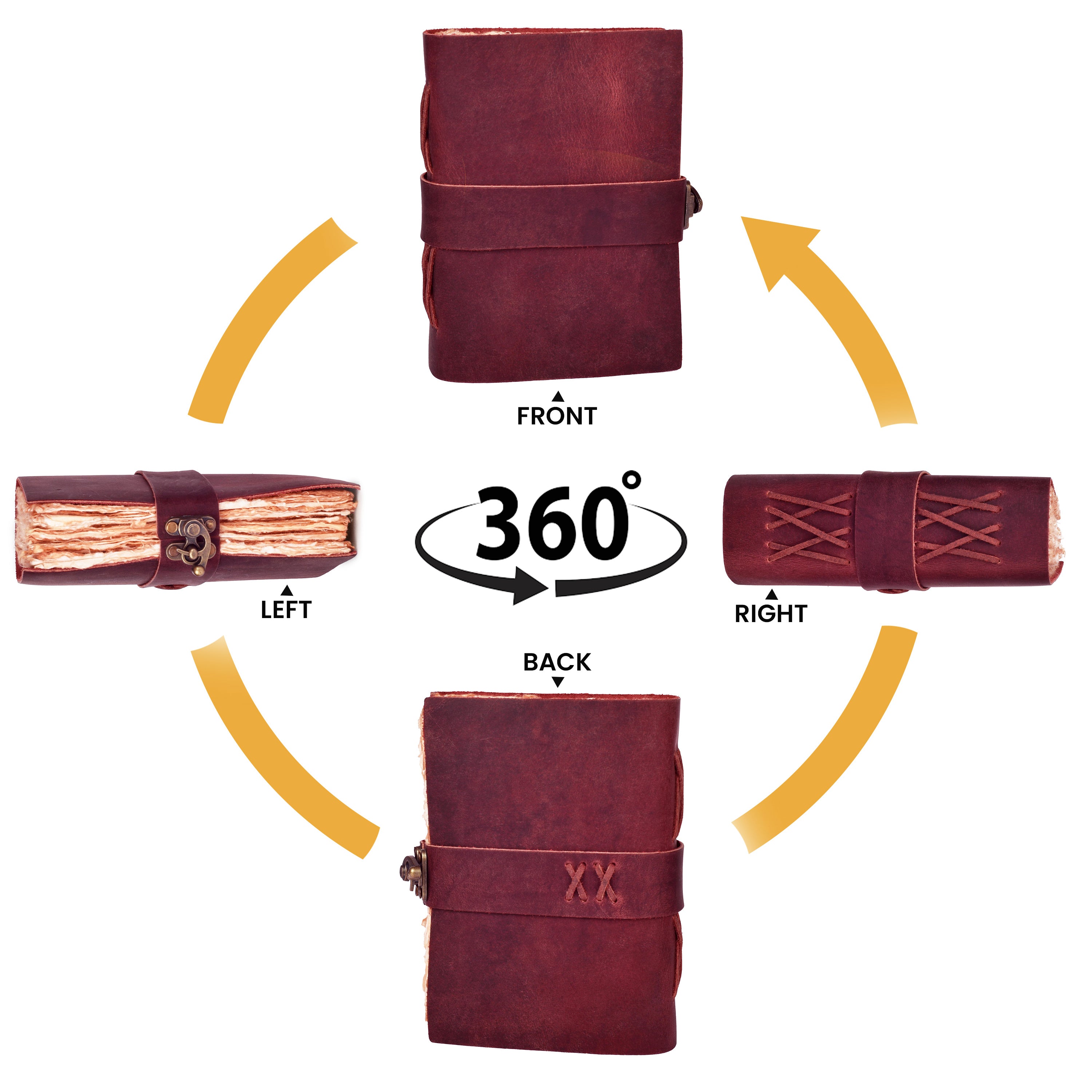 Leather Bound Vintage Journal for Women & Men - Book of Shadows - Lock Closure - 200 Pages of Antique Deckle Edges Handmade Paper