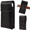 Genuine Carbon Leather Phone Holster - Black Leather Village