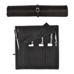 Genuine Leather Knife Roll Case - Black