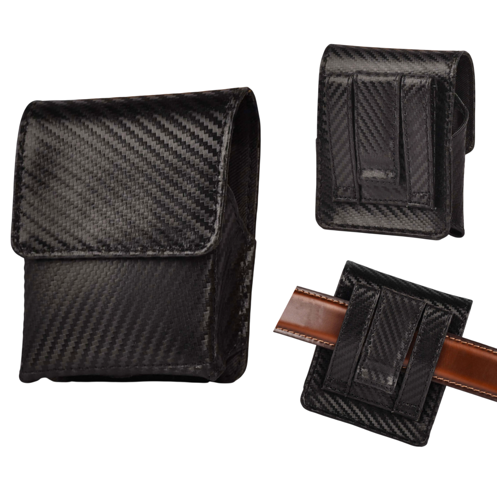 Carbon Fiber Leather Flip Phone Holster - Black Leather Village
