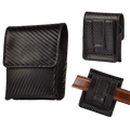 Carbon Fiber Leather Flip Phone Holster - Black Leather Village