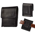 Carbon Fiber Leather Flip Phone Holster - Black Leather Village