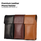 Genuine Carbon Leather Phone Holster - Brown Leather Village