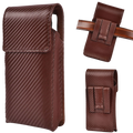 Genuine Carbon Leather Phone Holster - Brown Leather Village