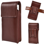 Genuine Carbon Leather Phone Holster - Brown Leather Village