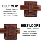 Carbon Fiber Leather Flip Phone Holster - Brown Leather Village