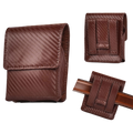 Carbon Fiber Leather Flip Phone Holster - Brown Leather Village