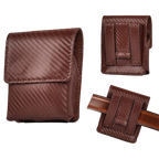 Carbon Fiber Leather Flip Phone Holster - Brown Leather Village