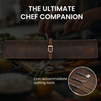 Leather Village genuine leather chef knife storage roll case