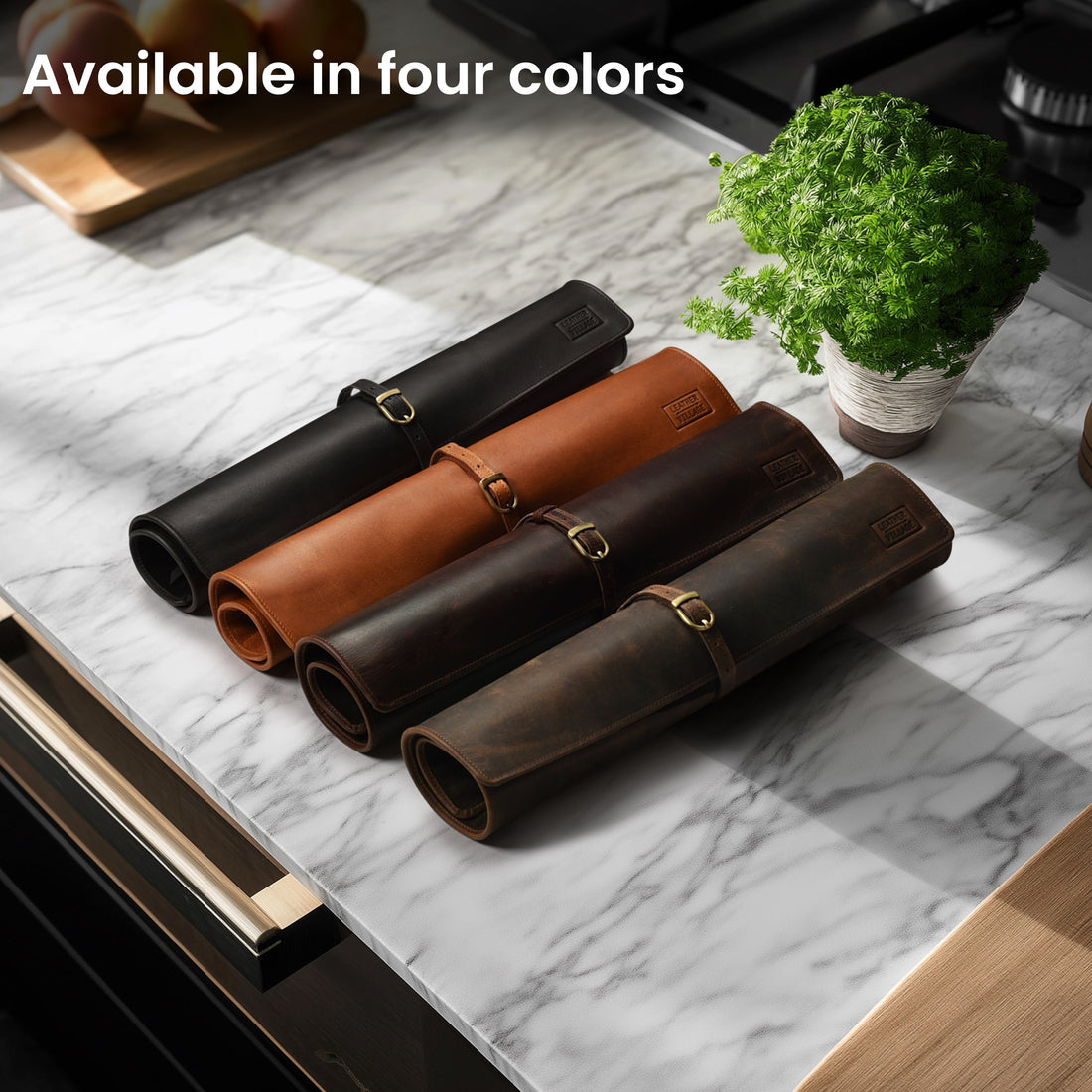 Genuine Leather Knife Roll Bag – Professional Chef Carrying Case, Durable Sheath Holder, Cooks & Culinary Tools Organizer, Portable Travel Storage with 4 Slots & Zipper
