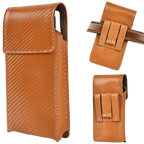 Genuine Carbon Leather Phone Holster - Tan Leather Village