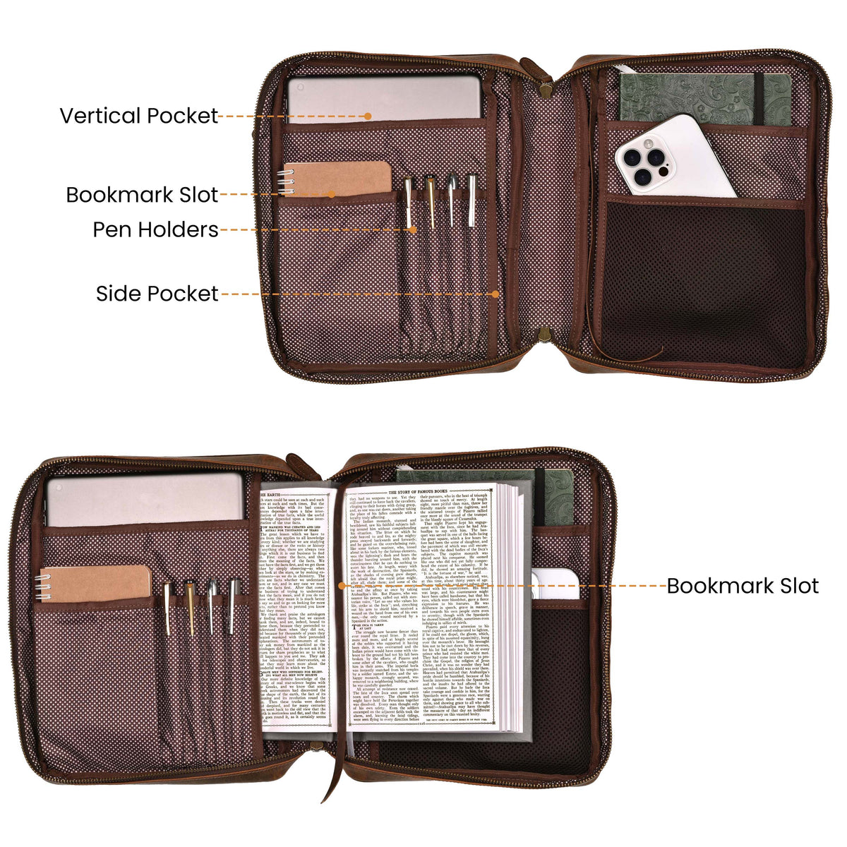Handmade Vintage Leather Bible Cover for Men & Women - Large Protective Bible Case & Organizer for Church, Travel & Study Christian Religious Antique Bookmark