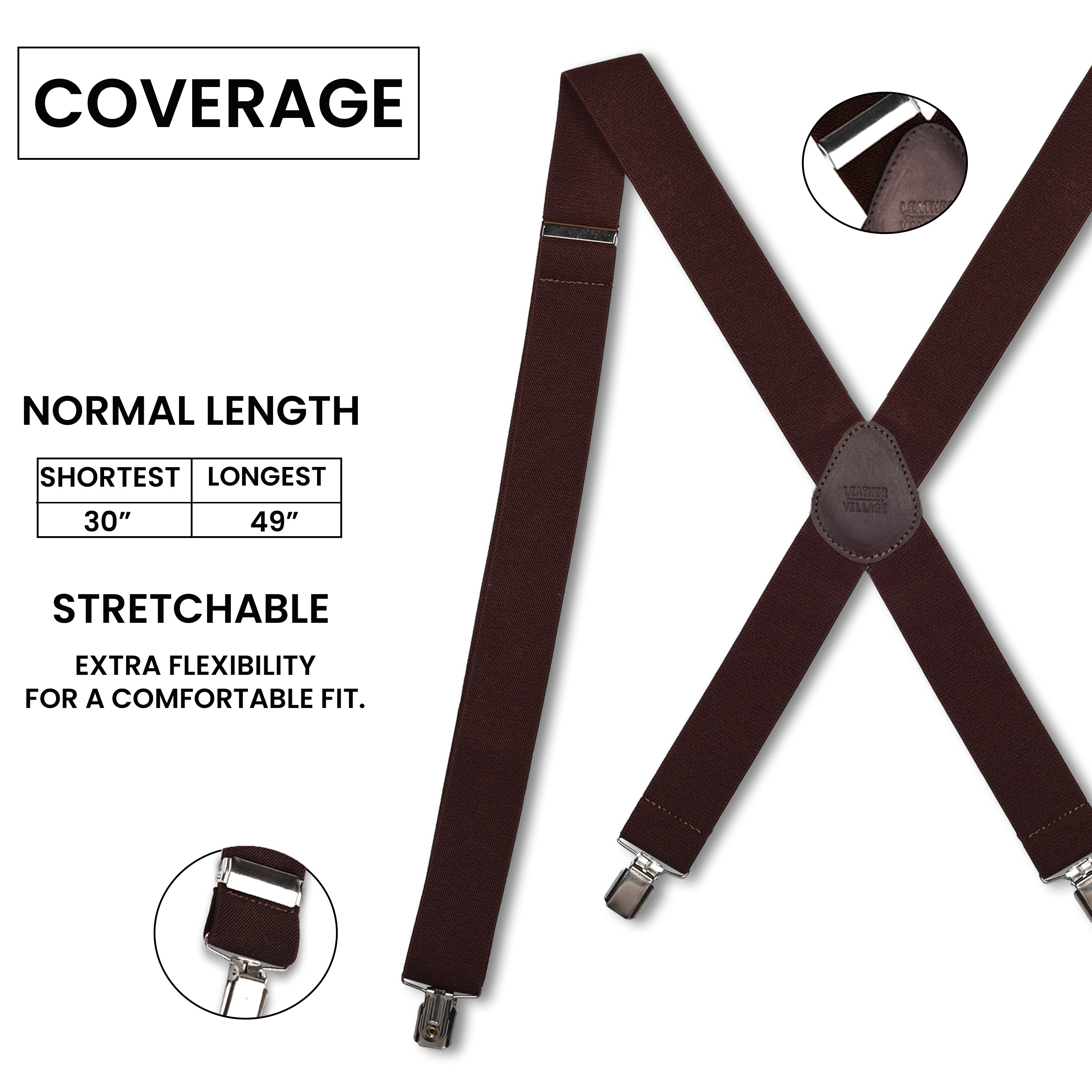 Adjustable Suspenders for Men & Women X-Back Elastic Braces with Strong Clips, Classic Style for Any Occasion
