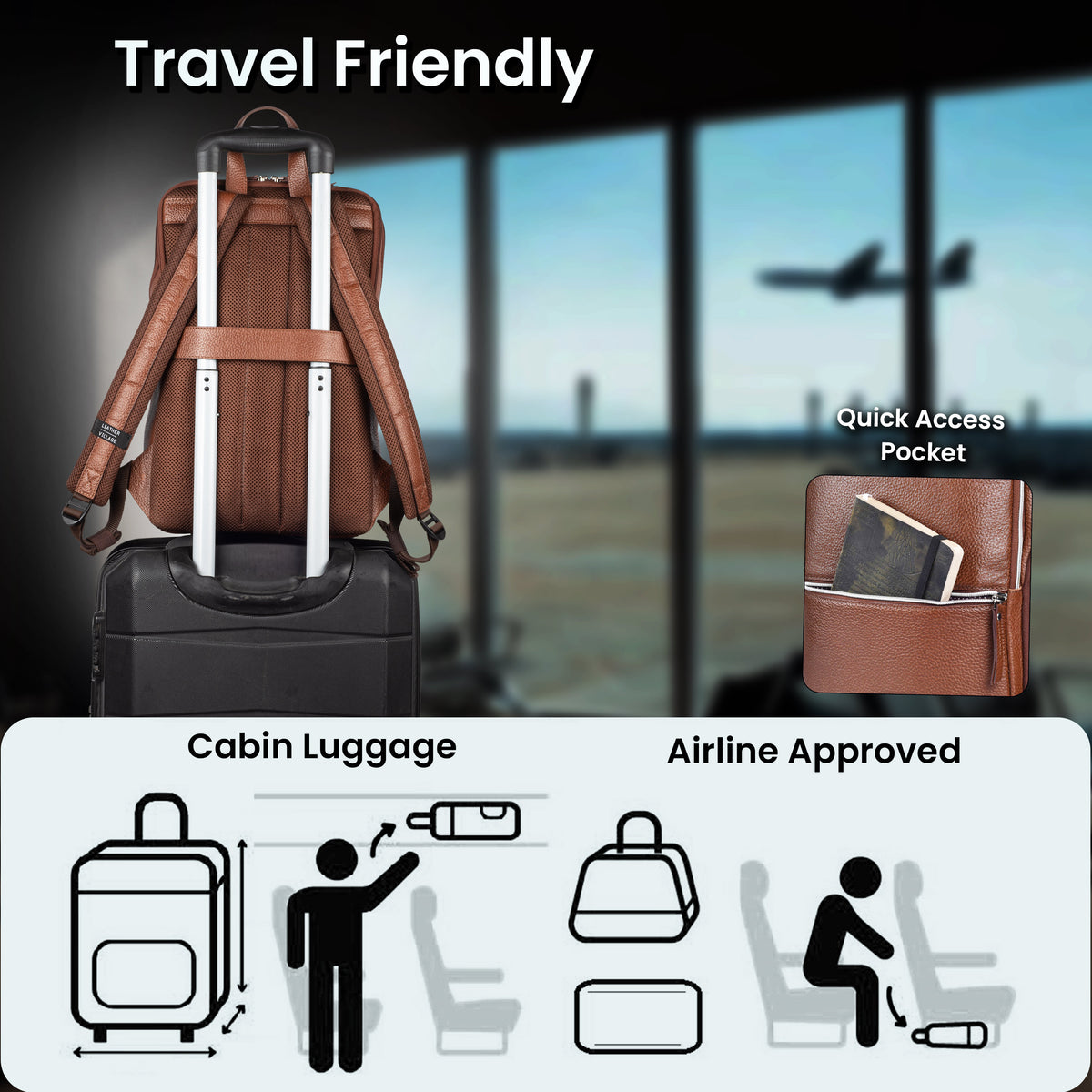 LEATHER VILLAGE Leather Backpack for Men & Women– 16.1" Handmade Vintage Daypack Laptop Bag for Work, Travel, Office & School