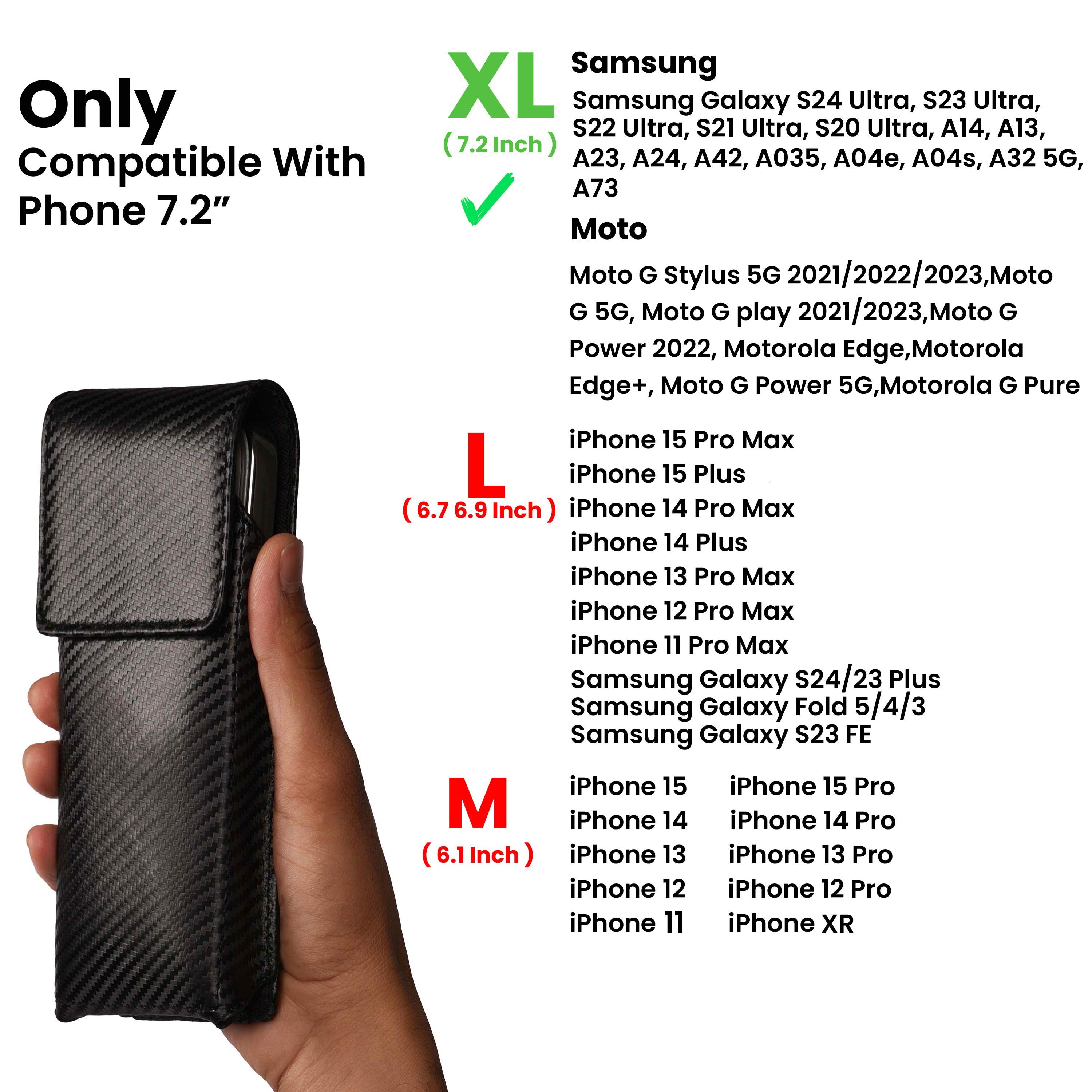 LEATHER VILLAGE Carbon Fiber Genuine Leather Phone Holster with Belt Clip - Available in Black, Brown, Tan