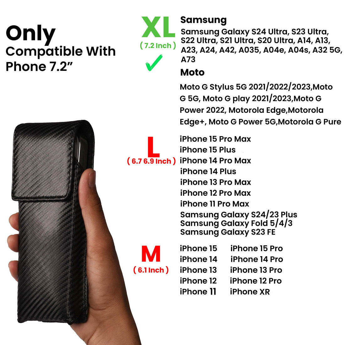 LEATHER VILLAGE Carbon Fiber Genuine Leather Phone Holster with Belt Clip - Available in Black, Brown, Tan