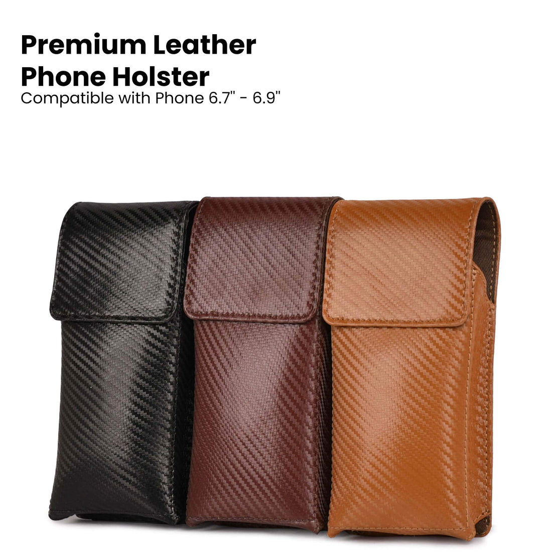 LEATHER VILLAGE Carbon Fiber Genuine Leather Phone Holster with Belt Clip - Available in Black, Brown, Tan