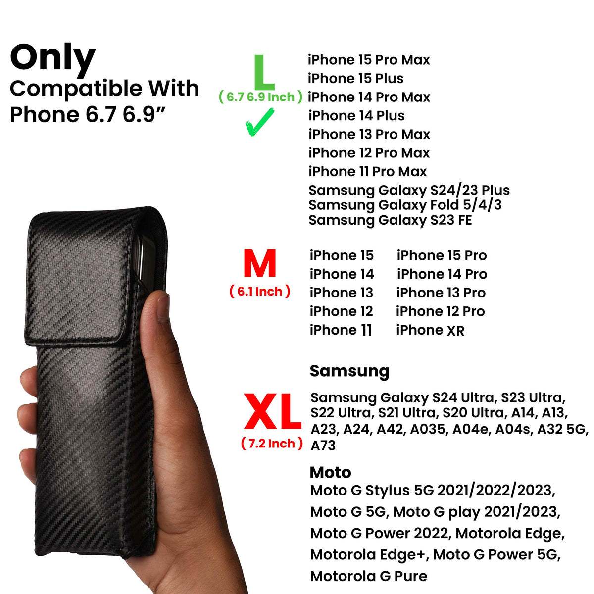 LEATHER VILLAGE Carbon Fiber Genuine Leather Phone Holster with Belt Clip - Available in Black, Brown, Tan